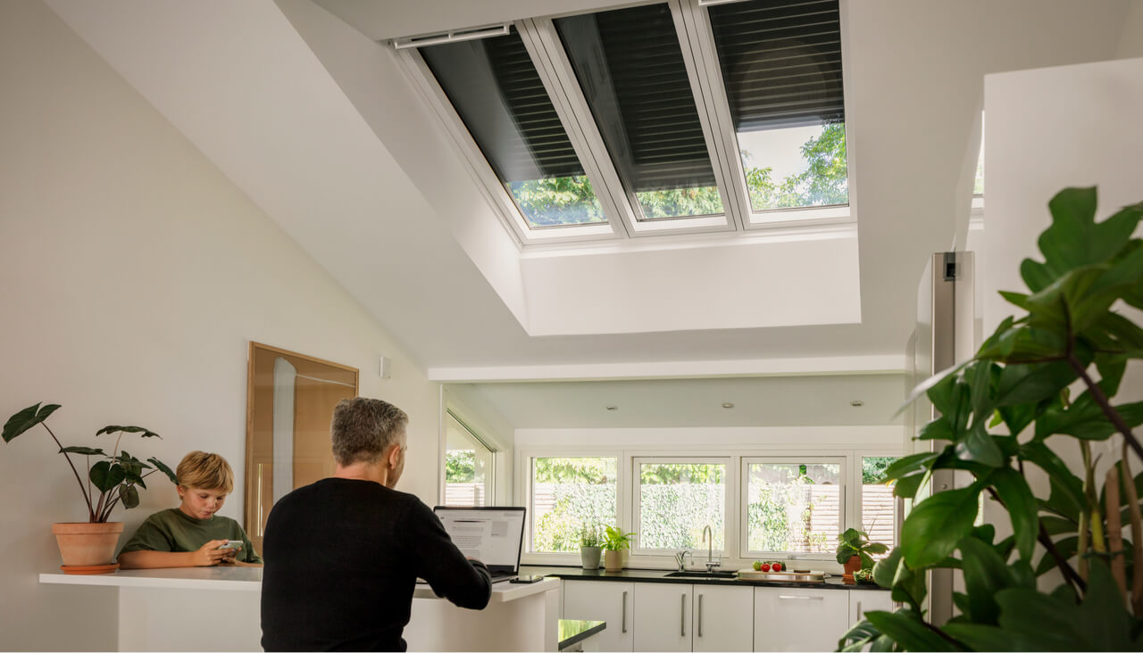 Kitchen area with roof window